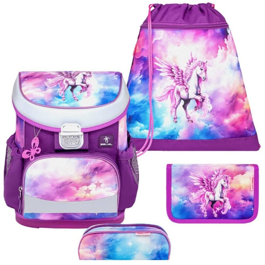 Belmil Schulranzen Set Mädchen Pegasus (Motiv: Pferd) 'Mini Fit' für kleinere Kinder, ab 1.Klasse Grundschule