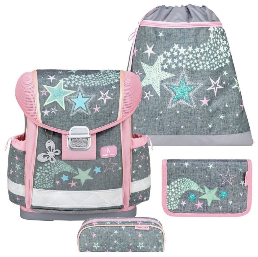 Belmil Schulranzen Set Mädchen Shine Bright (Motiv: Sterne) 'Classy', ab 1.Klasse Grundschule
