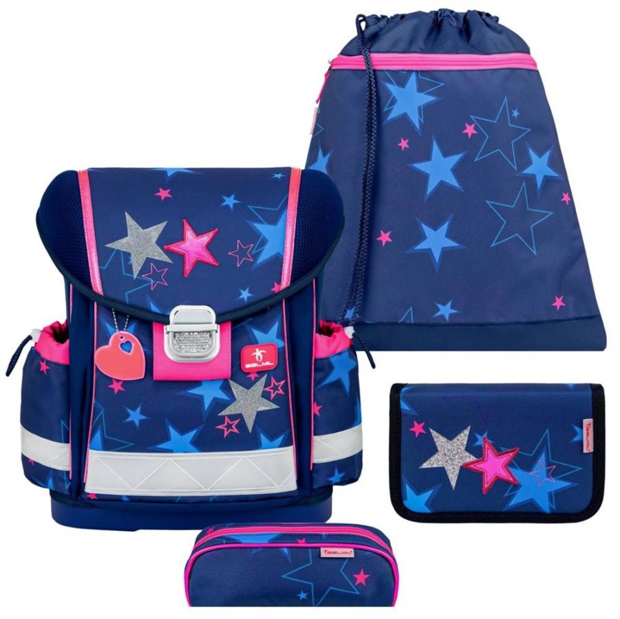 Belmil Schulranzen Set Mädchen Sparkeling Star (Motiv: Sterne) 'Classy', ab 1.Klasse Grundschule