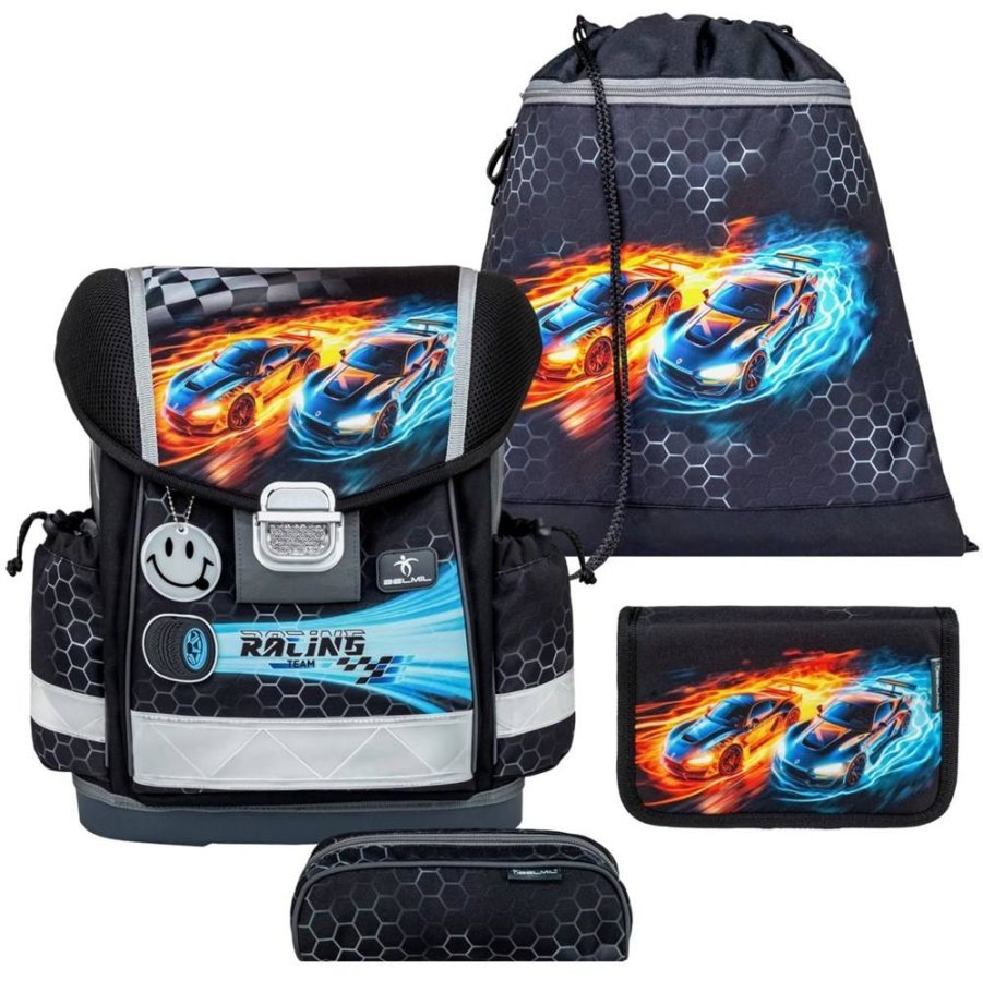 Belmil Schulranzen Set Jungen Race It (Motiv: Rennwagen) 'Classy', ab 1.Klasse Grundschule