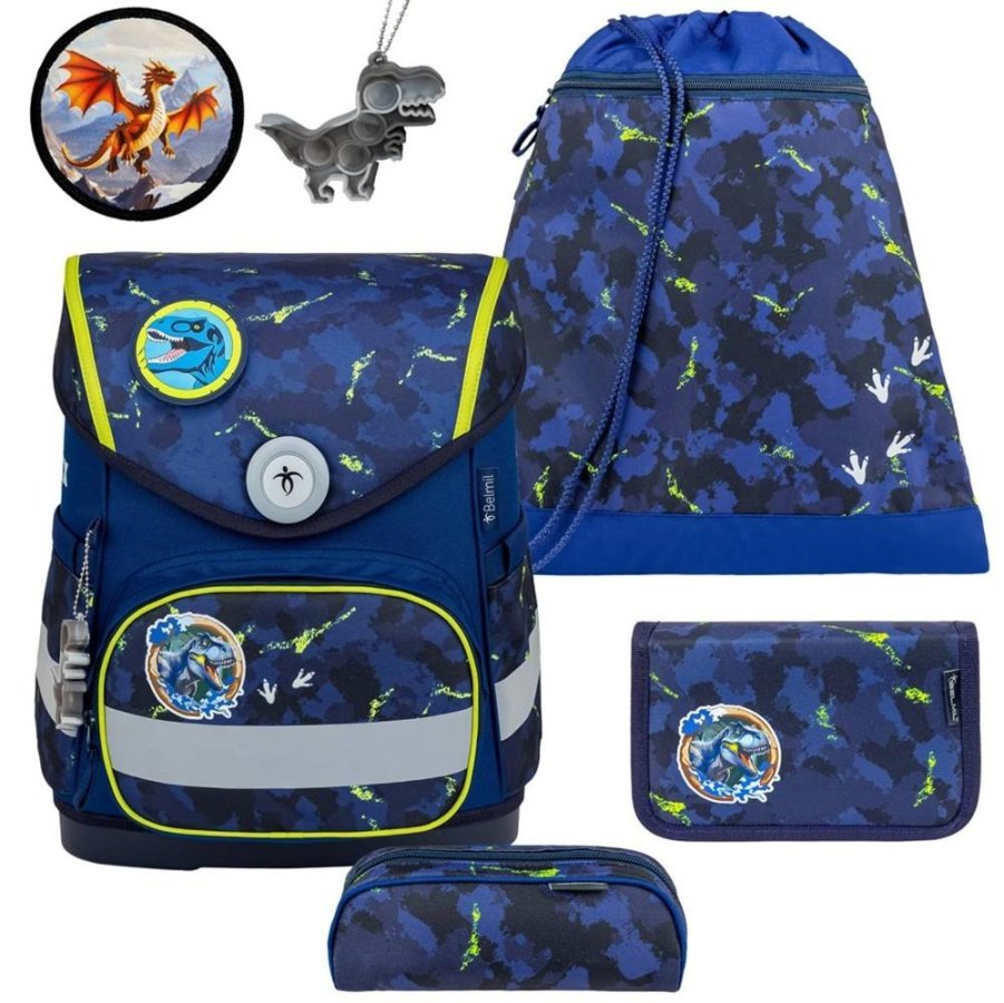 Schulranzen Set COMPACT mit PATCH 5tlg T-Rex