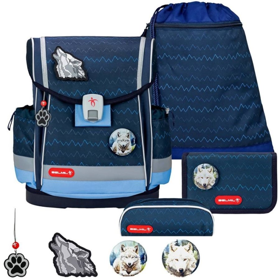 Schulranzen-Set CLASSY-PLUS mit PATCH 5tlg Wolves