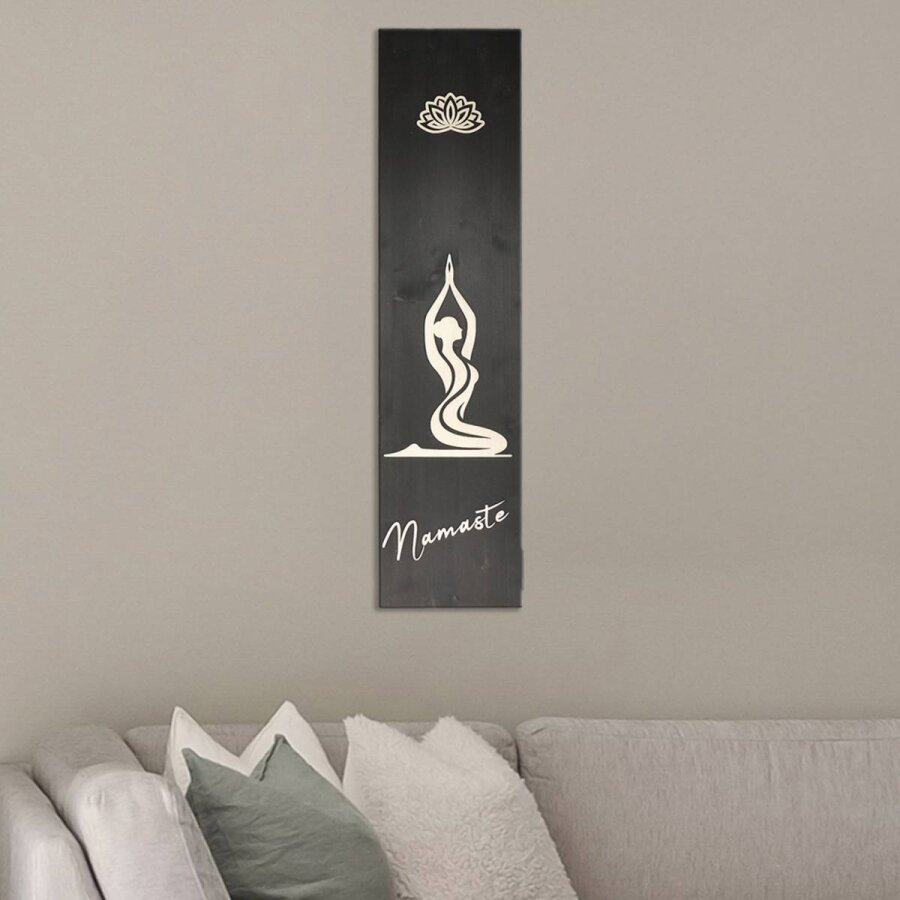 Ramzutaten Wandbild aus Holz 20x80cm YOGA 'Vajrasana - Diamand'