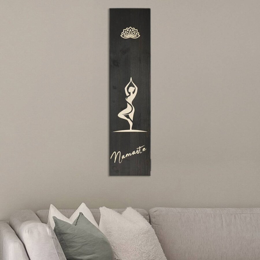 Raumzutaten Wandbild aus Holz 20x80cm YOGA 'Vrksasana - Baum'