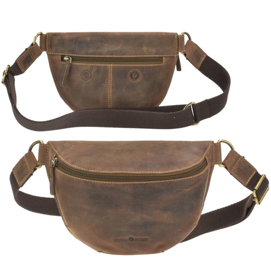 Bauchtasche Crossbody Leder antikbraun 26x17cm | Greenburry Vintage Organizer. Ein robuster Begleiter für Festivals und Reisen mit sicherem Stauraum.