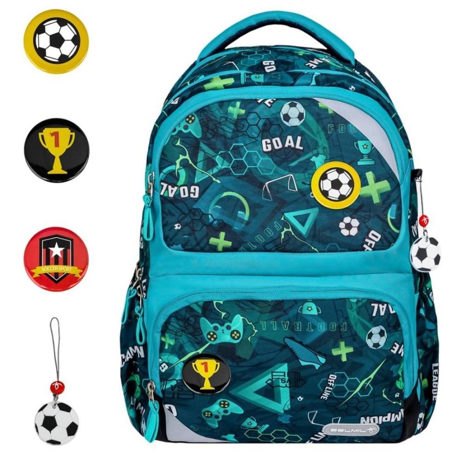 Belmil Schulrucksack MAXI PACK mit Patches 'Football Goal'