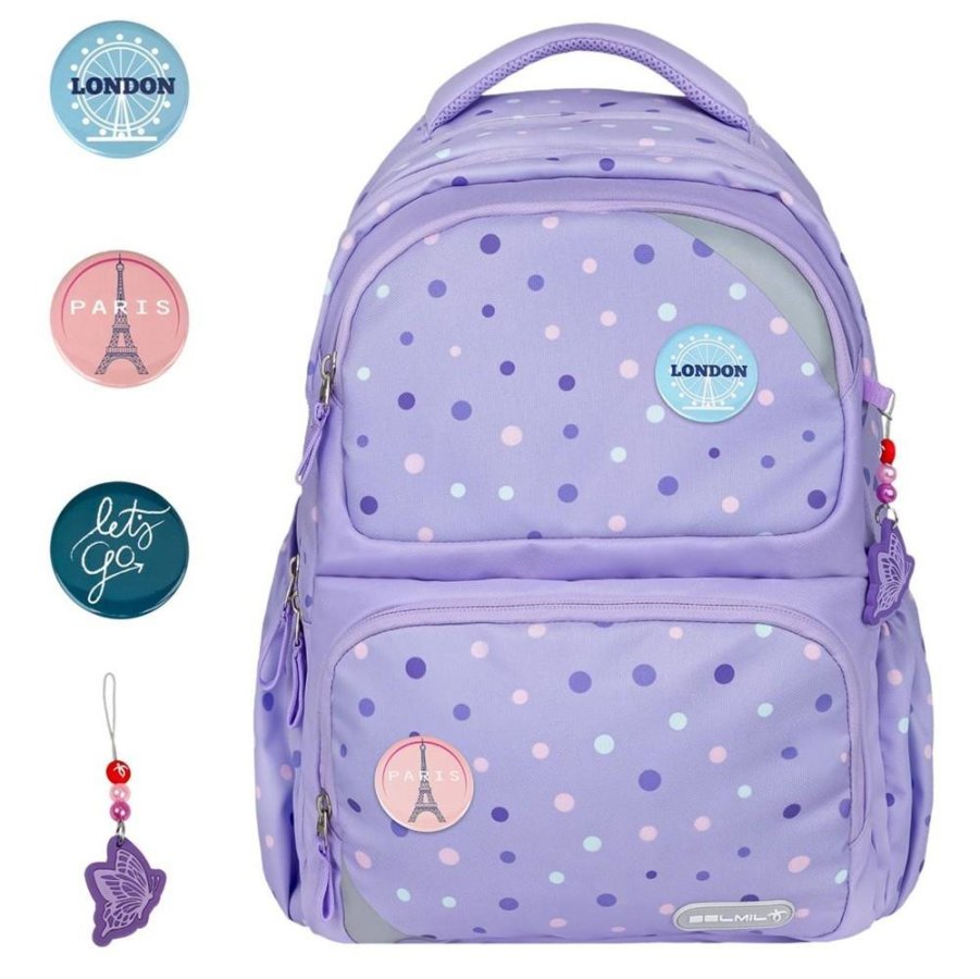 Belmil Schulrucksack MAXI PACK mit Patches 'Purple Dots'