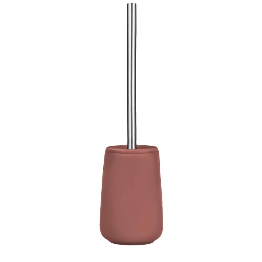 Toilettenbürste Nova Porzellan 10x37cm | Zone Denmark Matt Soft-Touch peach red Klobürste WC-Bürste abgedeckter Behälter austauschbarer Bürstenkopf.