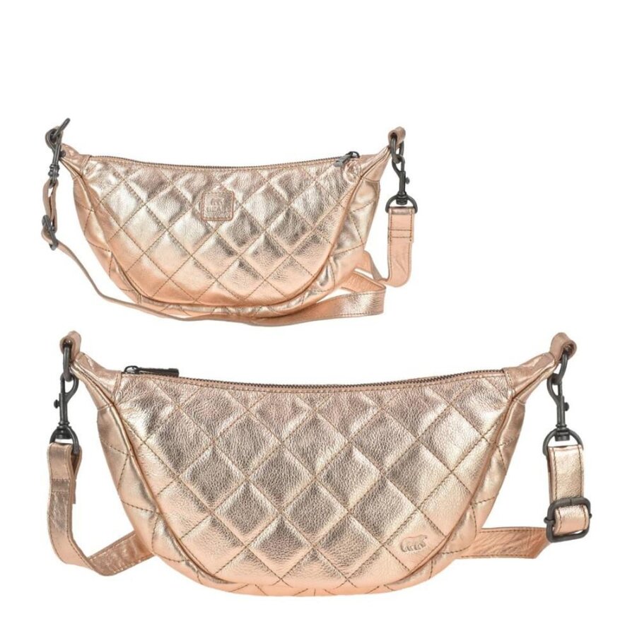 Crossbody Bag Damen apricot rosa metallic Leder | Bear Design Umhängetasche Laura