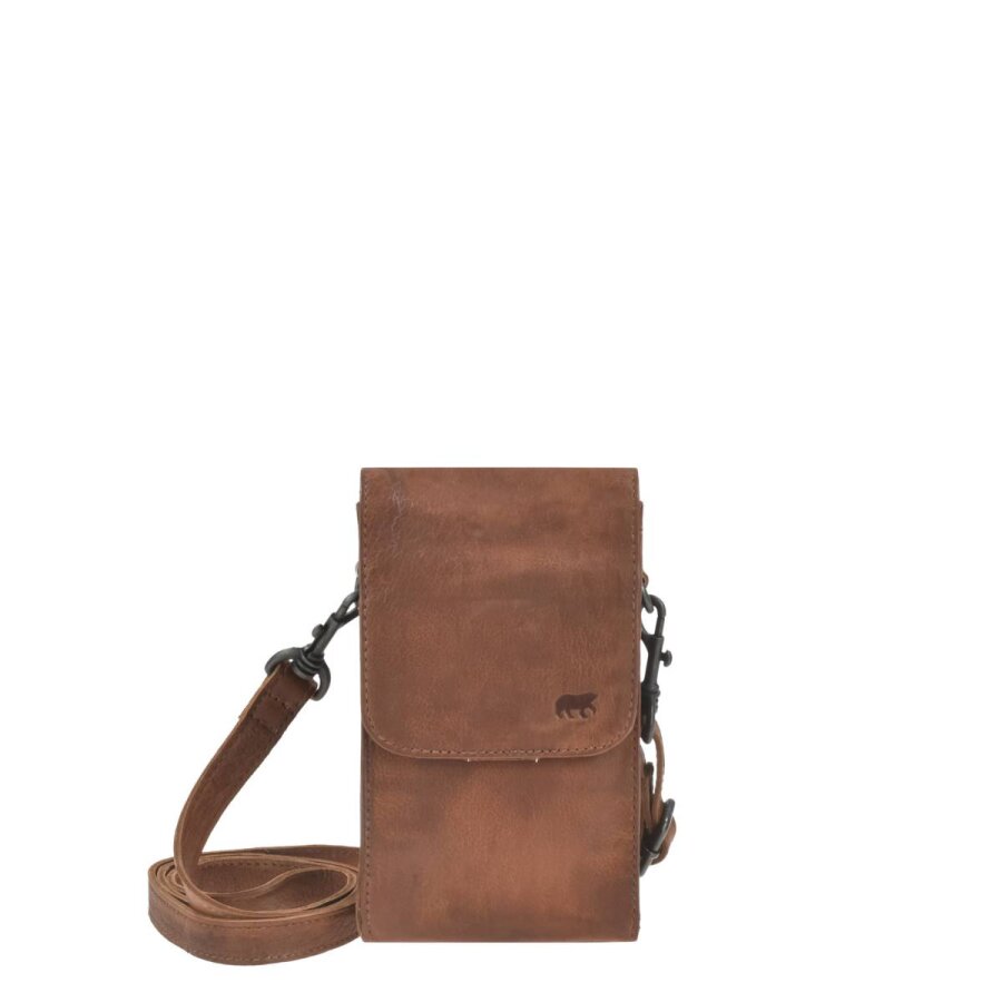 Bear Design Handytasche Leder Robbie cognac braun | Umhängen