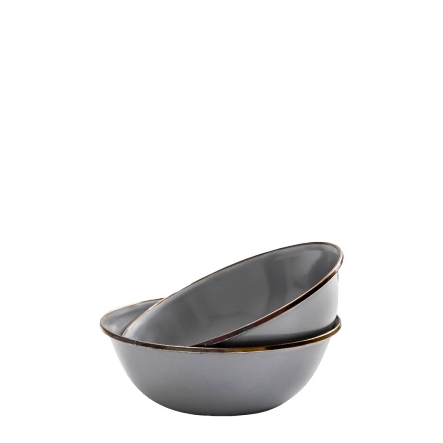 Emaille Schüssel Set 2-teilig stapelbar Metall slate grey ø17cm | Barebones Camping Geschirr Schale Outdoor Schüssel-Set robust langlebig.