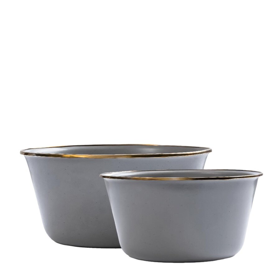 Emaille Schüssel Set 2-teilig robust Metall slate grey | Barebones Hochwertiges Emaille-Geschirr für die Outdoorküche, Camping & Garten.