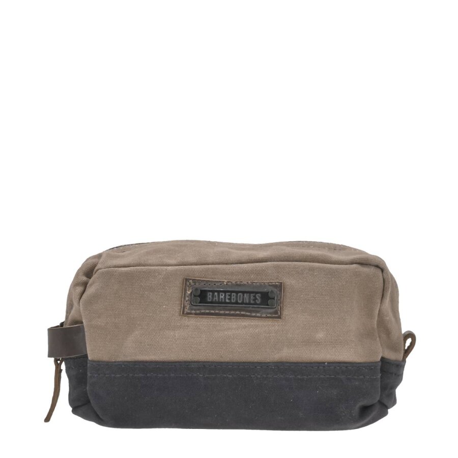 Kulturbeutel vintage Canvas khaki 20x9x10cm | Barebones Neelum Waschtasche Herren Kulturtasche Reise Sport Outdoor Camping robust Organizer.
