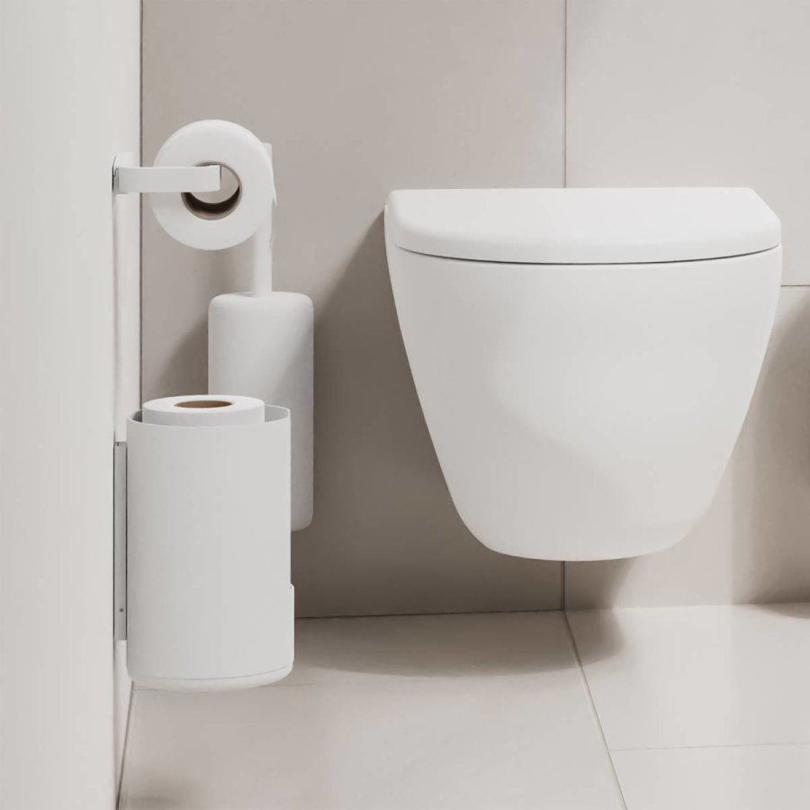 Toilettenpapier-Aufbewahrung weiß 13x21cm Aluminium 'Rim' hängend Wandmontage für 2 Rollen ZONE DENMARK