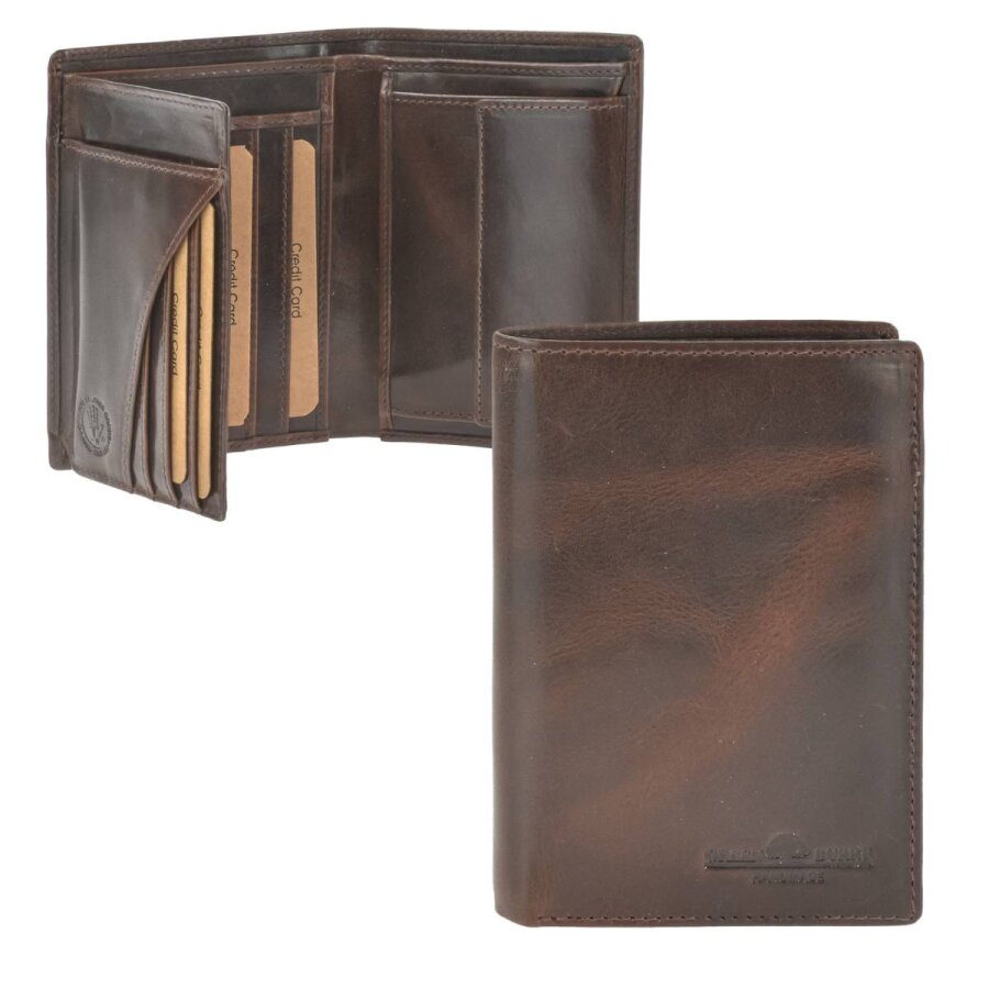 Herren Portemonnaie Leder Coffee RFID – Newport Hochformat