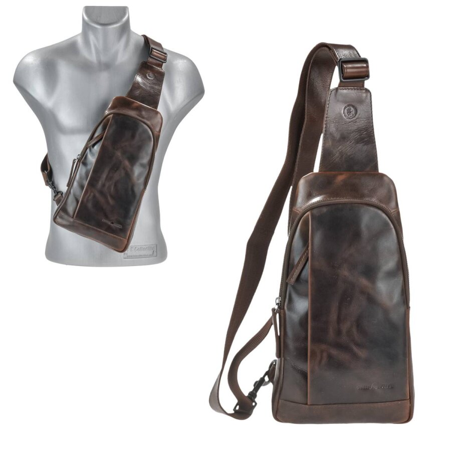 Crossbody Bag Zeitlose Eleganz Leder coffee Newport | Greenburry. Hochwertige Umhängetasche für Damen und Herren mit weicher Haptik und viel Stauraum.