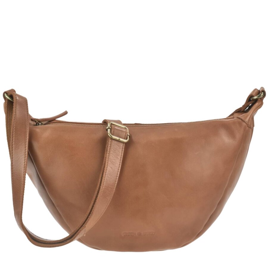 Crossbody Half Moon Bag viel Stauraum Colombiana – Leder nougat. Die trendige Tasche im Halbmond-Design ist Ihr idealer Begleiter im Alltag.