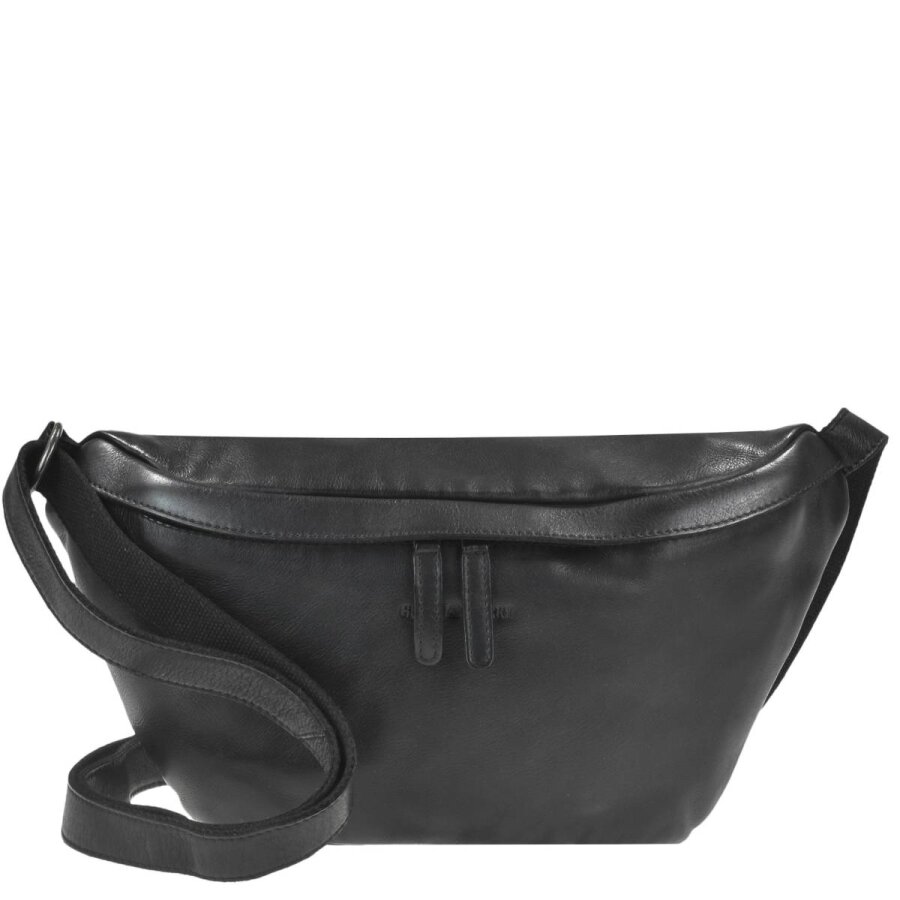 Greenburry Crossbody Bag sicher als Brusttasche Colombiana – Leder schwarz. Große Damen Schultertasche für maximale Sicherheit und Ordnung im Alltag.