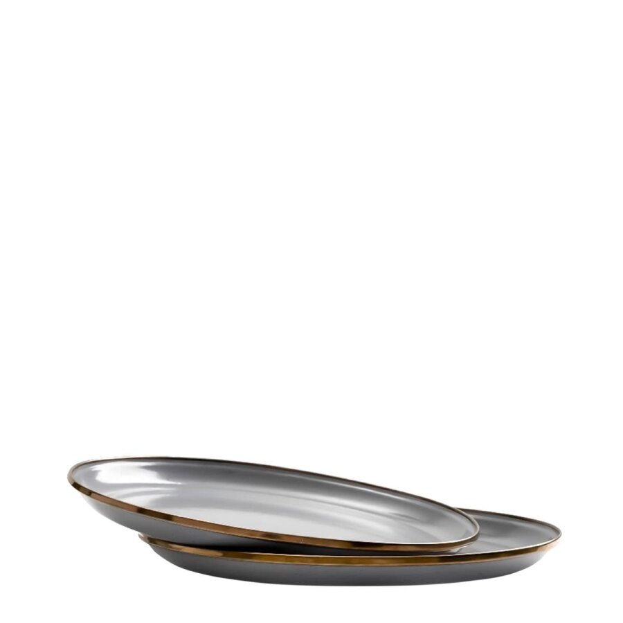 Kuchenteller Set 2-tlg. stapelbar Metall slate grey ø20cm | Barebones. Vielseitiges Emaille Camping Geschirr für Outdoor Garten und Basislager.