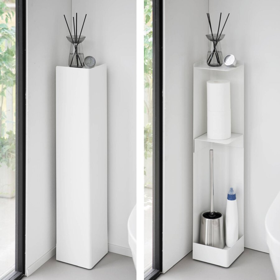 Yamazaki Toilettenpapier Aufbewahrung diskret mobil Tower – Metall weiß. Schaffen Sie ein helles, sauberes Ambiente mit funktionalem Bad-Design.