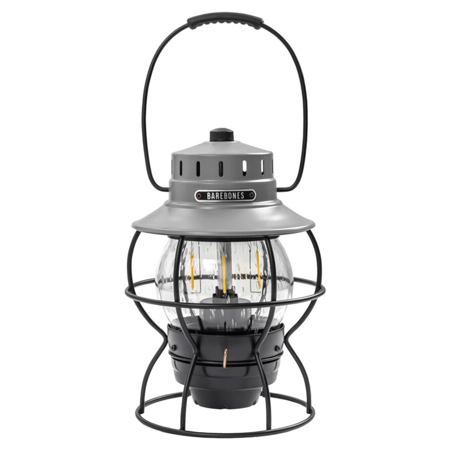Camping Laterne Vintage LED Retro 'Railroad Lantern' Eisenbahnlaterne aufladbar grey