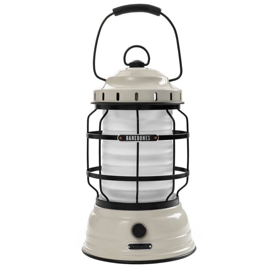 LED-Laterne dimmbar & aufladbar Metall vintage weiß 15x24cm | Barebones Forest Lantern Retro Akku Campinglampe warmweißes Licht Outdoor Dekoration.