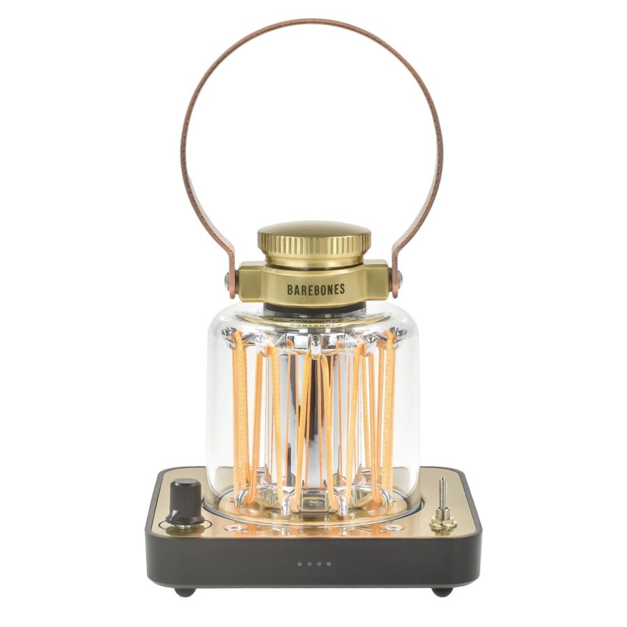 LED Laterne dimmbar Kerzenflackermodus Metall messing 11x12cm | Barebones Akku Tischleuchte für eine stimmungsvolle Atmosphäre im Garten und Haus.