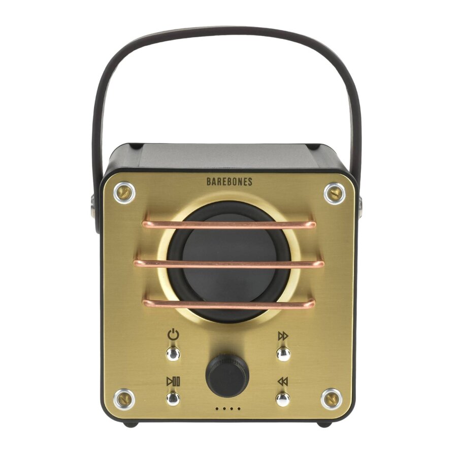 Bluetooth Lautsprecher 15W Vintage Design Metall Leder messing | Barebones. Kabelloser Speaker mit Akku & Bluetooth 5.3 für stilvollen Sound.