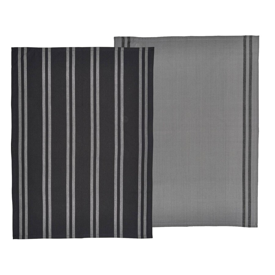 Geschirrtuch 2er Set saugstark Baumwolle schwarz 50x70cm | Södahl skandinavisches Design melierte Optik für eine moderne Küchenordnung im Haushalt.