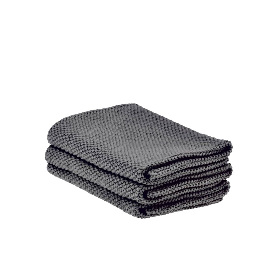 Geschirr-Spültücher mikroplastikfrei Baumwolle anthracite 27x27cm | Zone Denmark DIISH Stricktücher für eine nachhaltige und saubere Küche im Set.