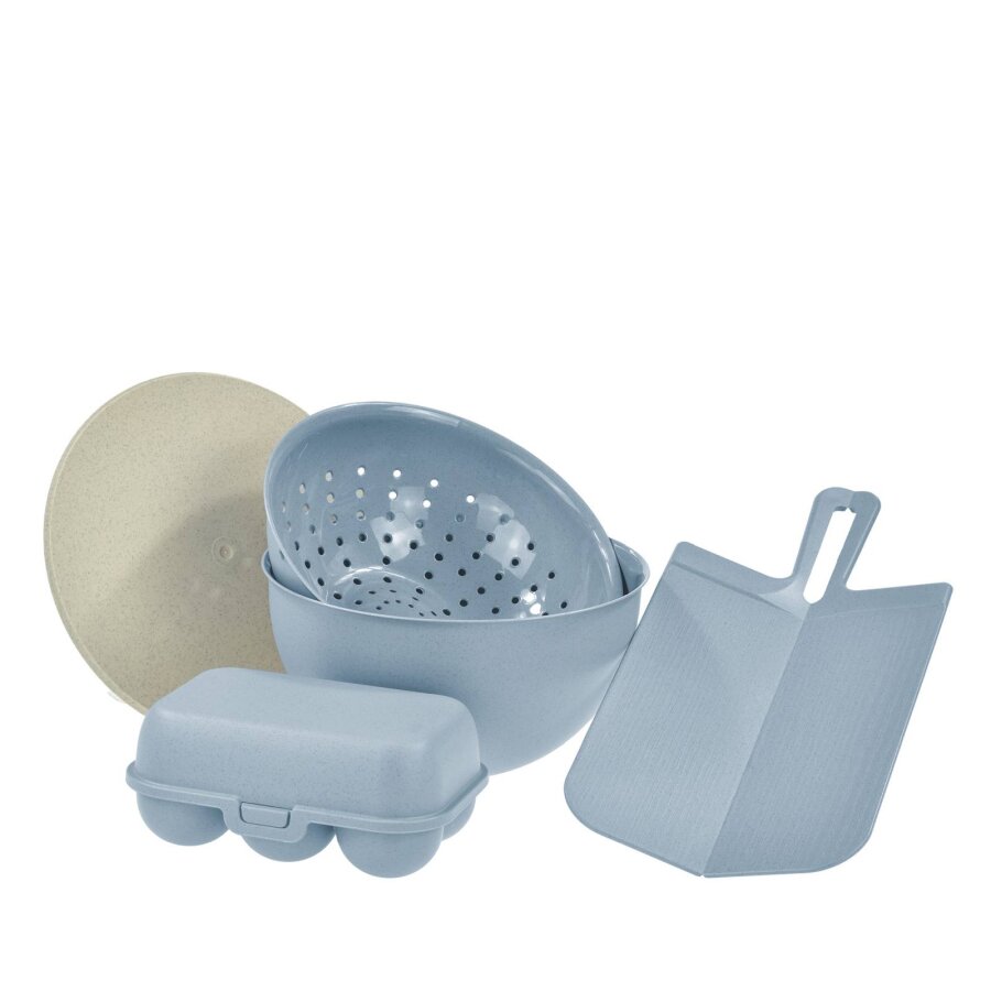 Küchenhelfer-Set 5-teilig platzsparend & nachhaltig Kunststoff flower blue 22x21cm | Koziol Aarhus Organizer für Camper und kleine Van-Küchen Zubehör.