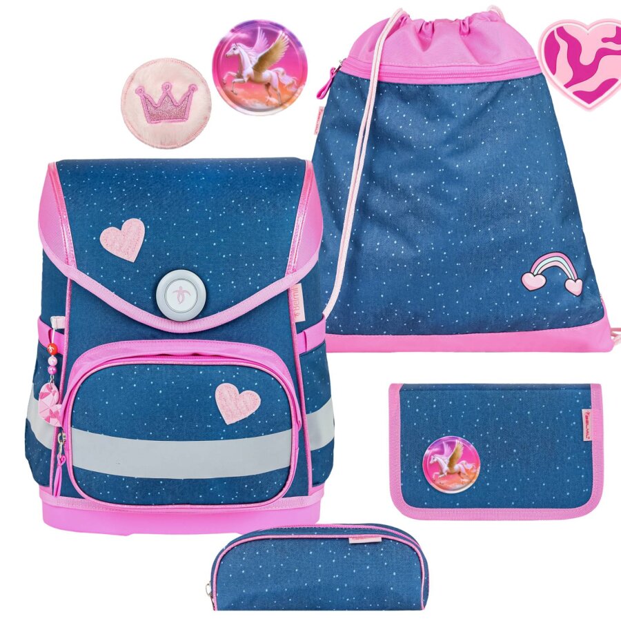 Belmil Schulranzen Set COMPACT mit PATCH 4tlg Starry Princess (Motiv: Prinzessin)