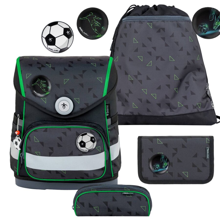 Schulranzen Set COMPACT mit PATCH 4tlg Striker X (Motiv: Fußball)