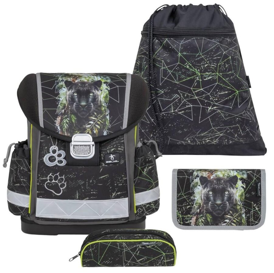 Belmil Schulranzen Set Jungen Black Panther (Motiv: Panther Raubtier) 'Classy', ab 1.Klasse Grundschule