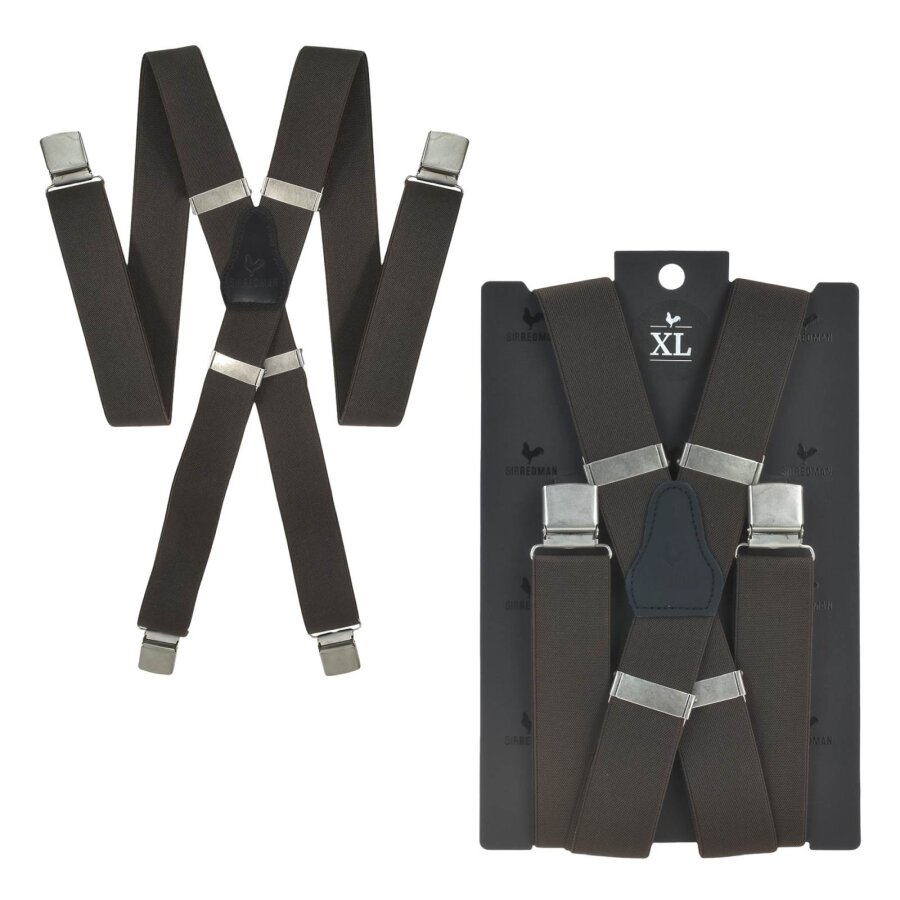 Sir Redman Hosenträger Herren extra lang für Männer mit Bauch XL – braun. Die ideale Lösung für starken Halt ohne Einschneiden und Druck am Bund.