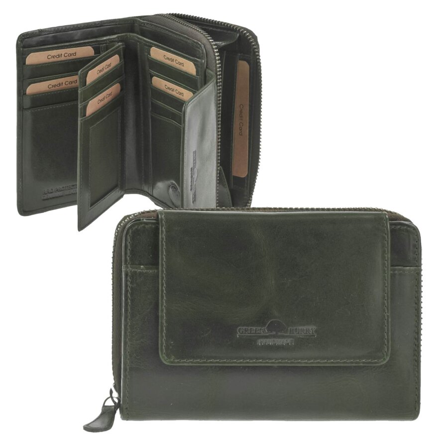 Leder Geldbörse Damen RFID British Green – Newport | Ordnung & Mehr