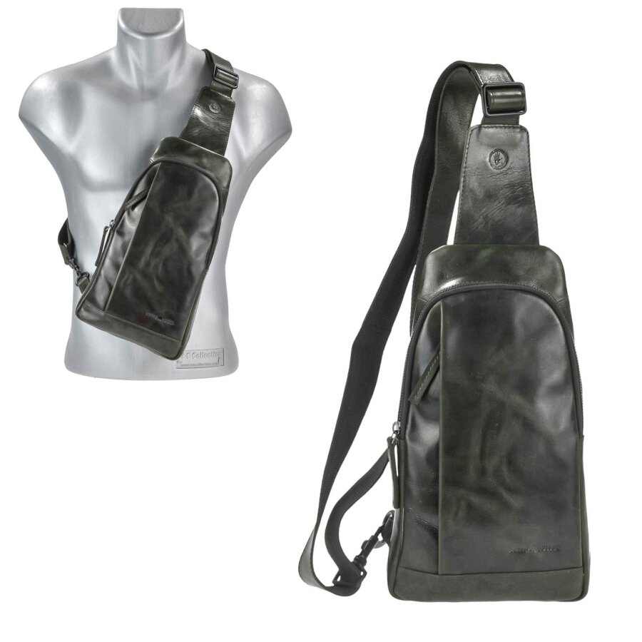 Crossbody Bag Herren Leder grün Newport | Greenburry Umhängetasche Brusttasche Männer Damen Crossbag 2103