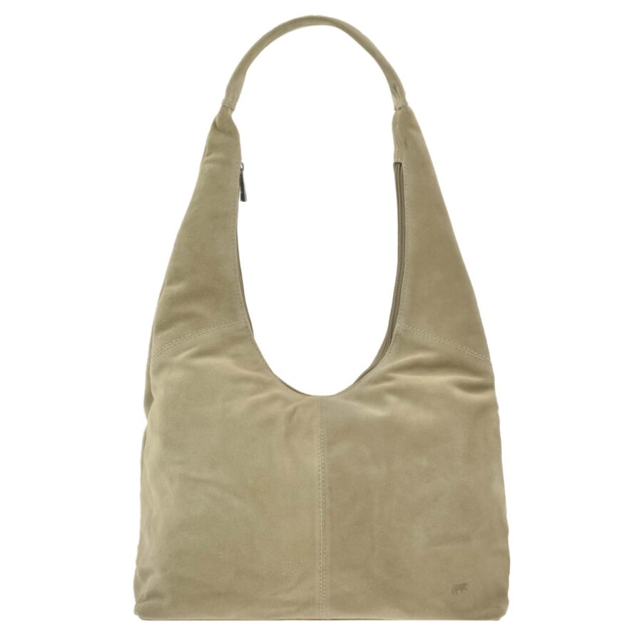 Shopper Beuteltasche bequemer Schultergurt Leder biscuit 36x25cm | Bear Design Hobo Bag Schultertasche Handytasche geräumiger Begleiter für Alltag Bür