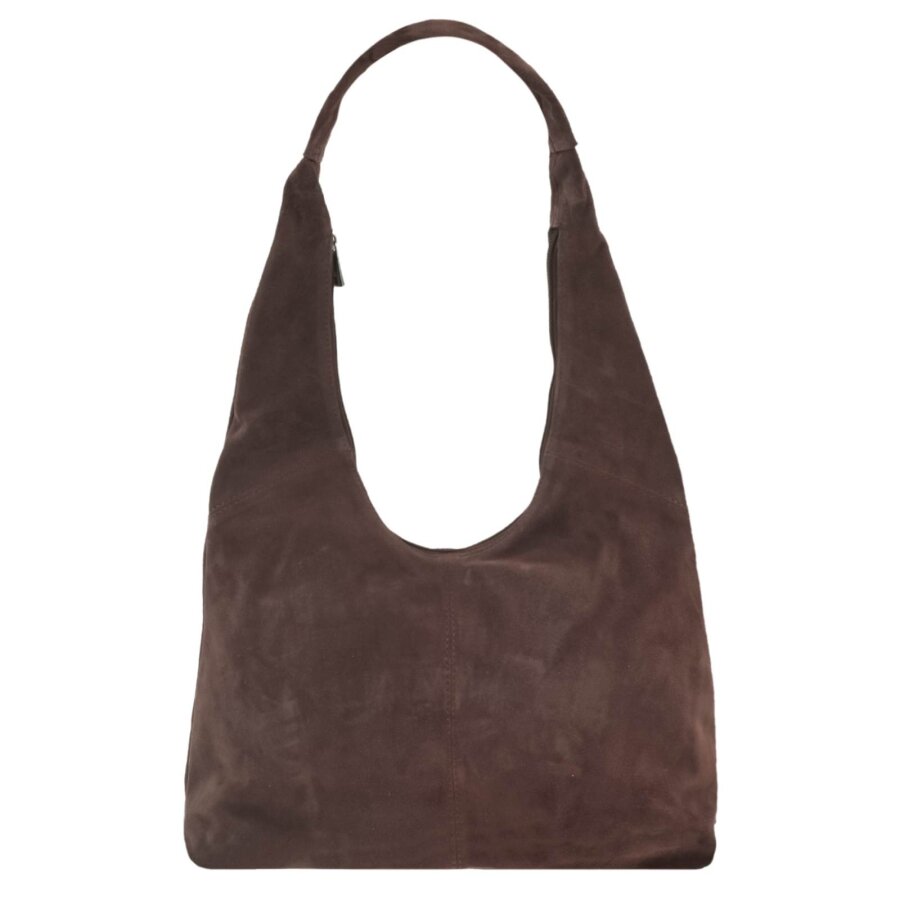Shopper Beuteltasche bequemer Schultergurt Leder choco 36x25cm | Bear Design Hobo Bag Schultertasche Handytasche geräumiger Begleiter Alltag Büro