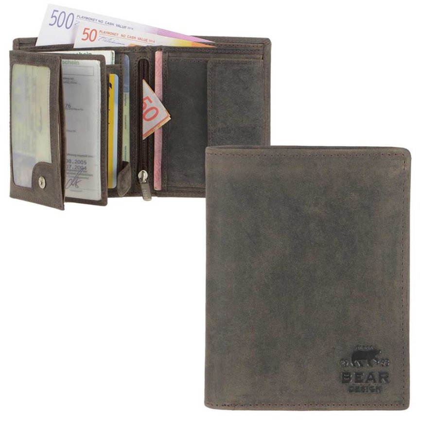 Bear Portemonnaie Leder 9x12cm 'Dark Nature' antikbraun HD7252