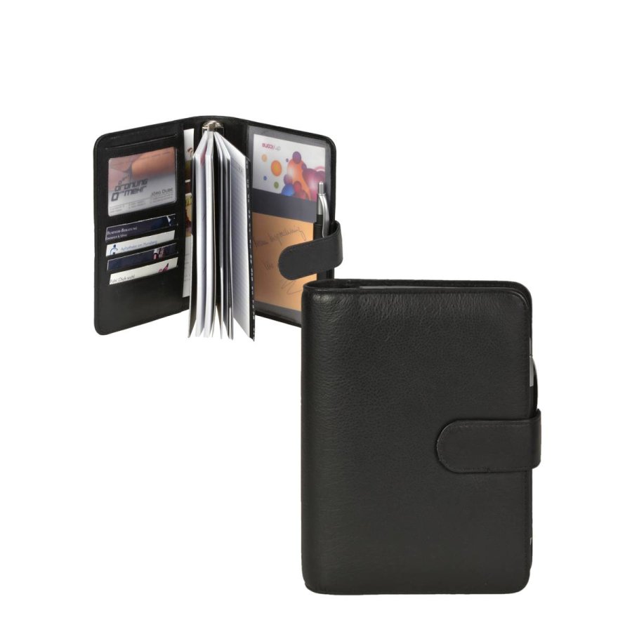 Bind A6 Terminplaner aus Leder schwarz mit Kalender