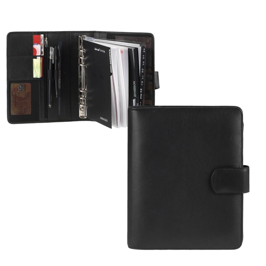 Bind Terminplaner A5 Magnetverschluss & Manager-Einlage bindSYSTEM – Leder schwarz. Die ideale Agenda für Ihr professionelles Zeitmanagement im Büro.