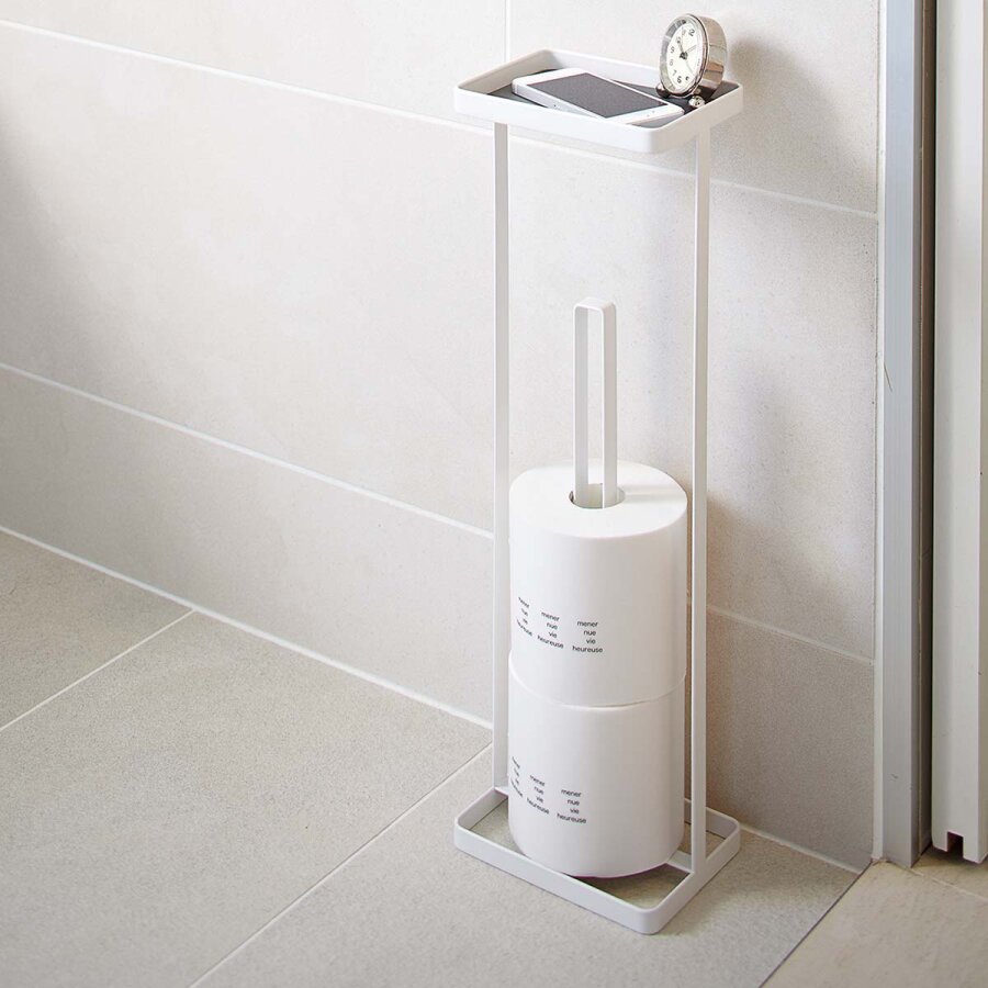 Toilettenpapier Aufbewahrung 52cm hoch - mit praktischer Ablage für Handy, Uhr oder Schlüssel - freistehend - für ca. 3 Rollen Toilettenpapier - minim