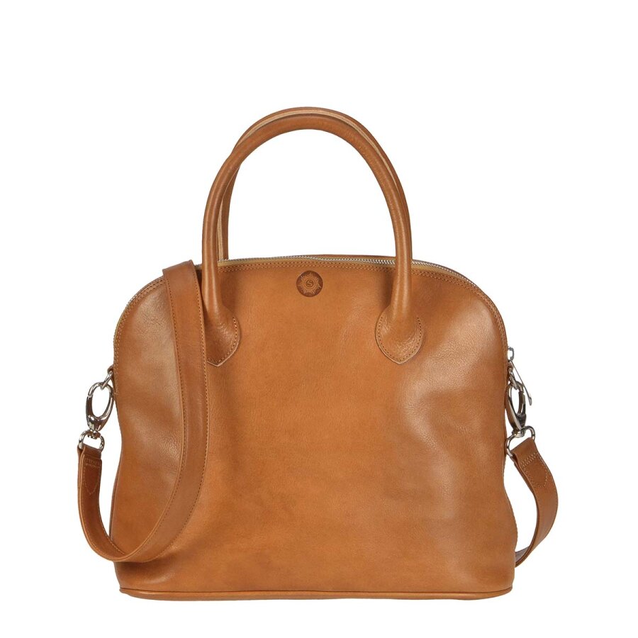 Shopper edles kompaktes Format Leder naturbraun 33x27cm | Sonnenleder Roma T. Stilvolle Handtasche für den Alltag in natürlichem, edlem Design.
