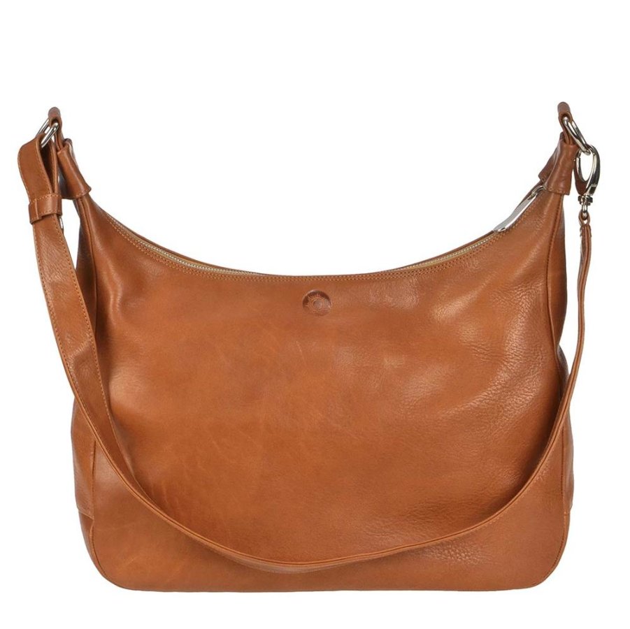 Sonnenleder Umhängetasche Leder 37x36cm 'Valencia', hochwertige Schultertasche für Damen, exklusive Ledertasche, natur-braun