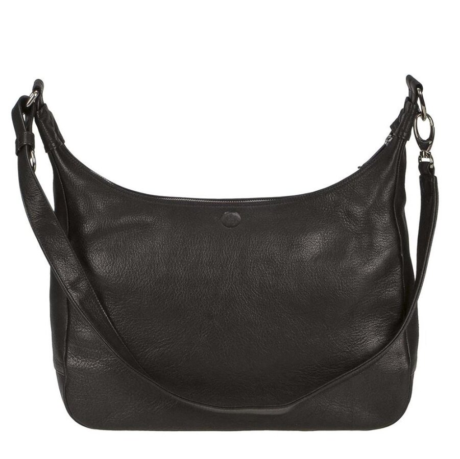 Umhängetasche verstellbarer Schultergurt Leder schwarz 37x36cm | Sonnenleder Valencia Damen. Elegante Handtasche für einen organisierten Auftritt.