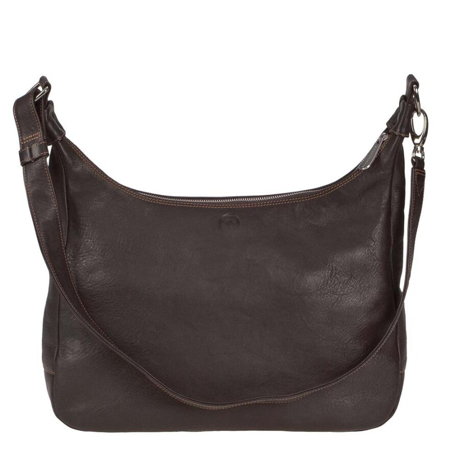 Umhängetasche verstellbarer Schultergurt Leder mocca 37x36cm | Sonnenleder Valencia Damen. Hochwertige Lederqualität für eine strukturierte Tasche.