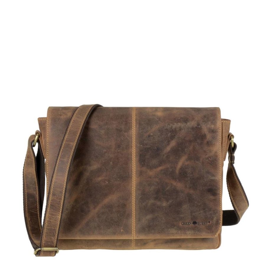 Umhängetasche Leder 35x27cm 'Vintage' antikbraun Greenburry 1631-25