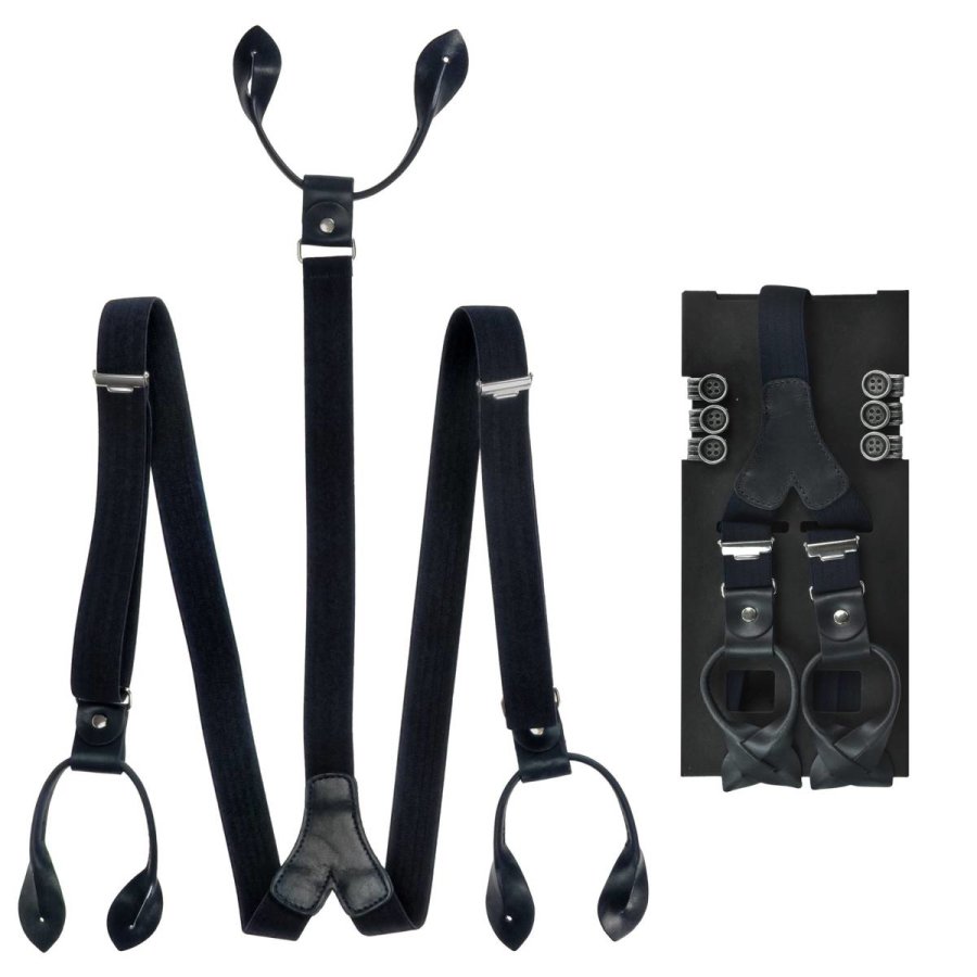 Lloyd Hosenträger Herren Vintage Retro Style für Männer 25mm 'Casuals' zum Knöpfen und Clippen, Y-Form, für Jeans, blau