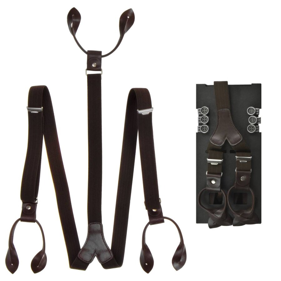 Lloyd Hosenträger Herren schmal 25mm Casuals braun zum Knöpfen und Clippen. Der elegante Vintage-Hosenhalter für Männer – flexibel an jeder Hose tragb